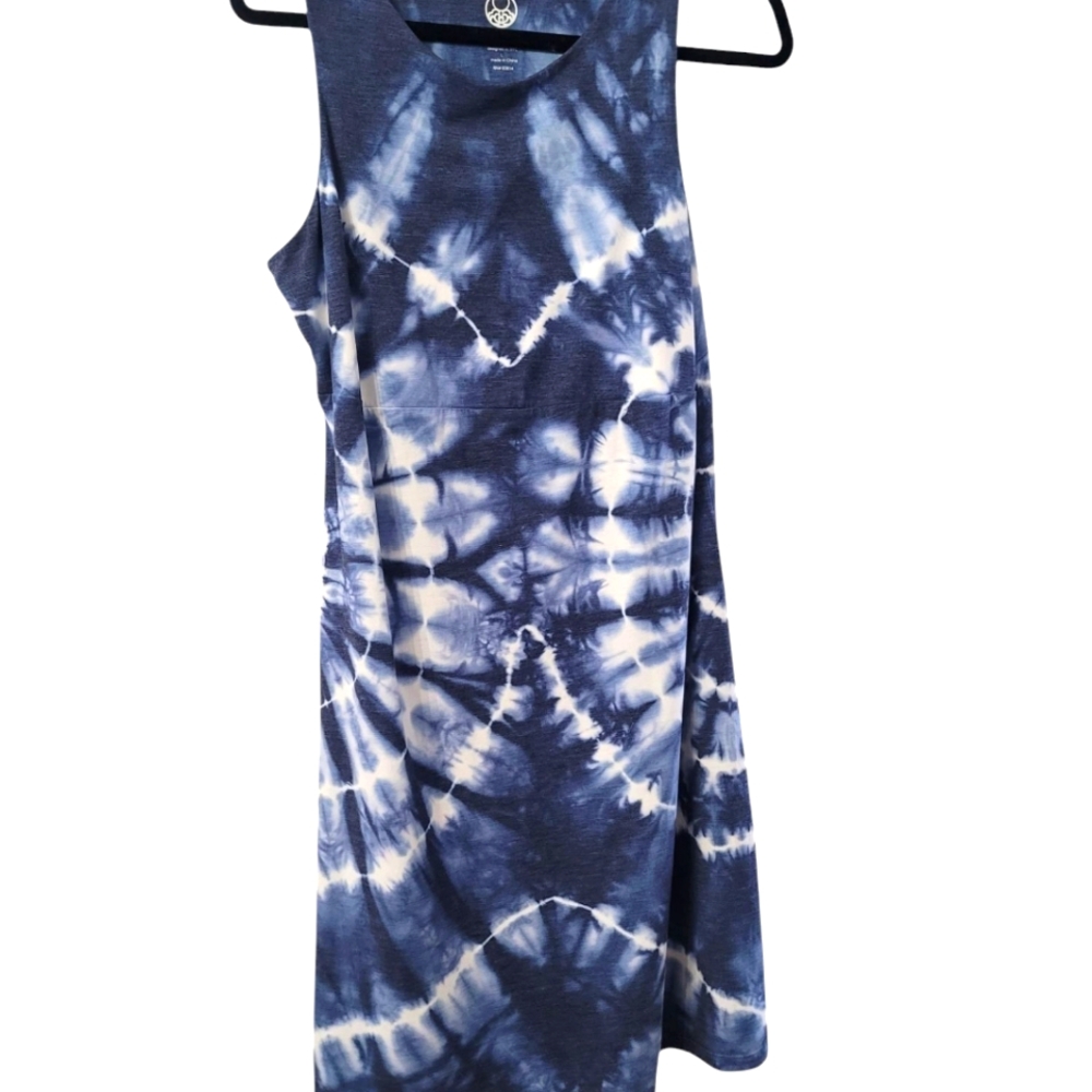 TE Verde Tie-Dye Sleeveless Dress - Blue and White Size Large - Picture 3 of 5